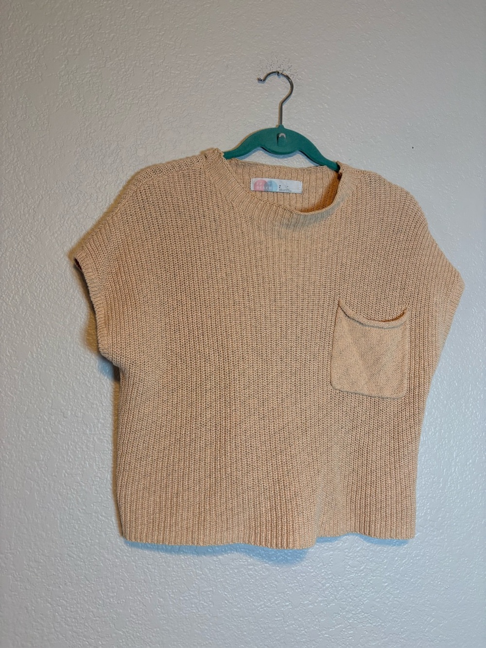 Free People Beach Sweater Womens Beige Chunky Knit Freya Boxy Boho Beachy
